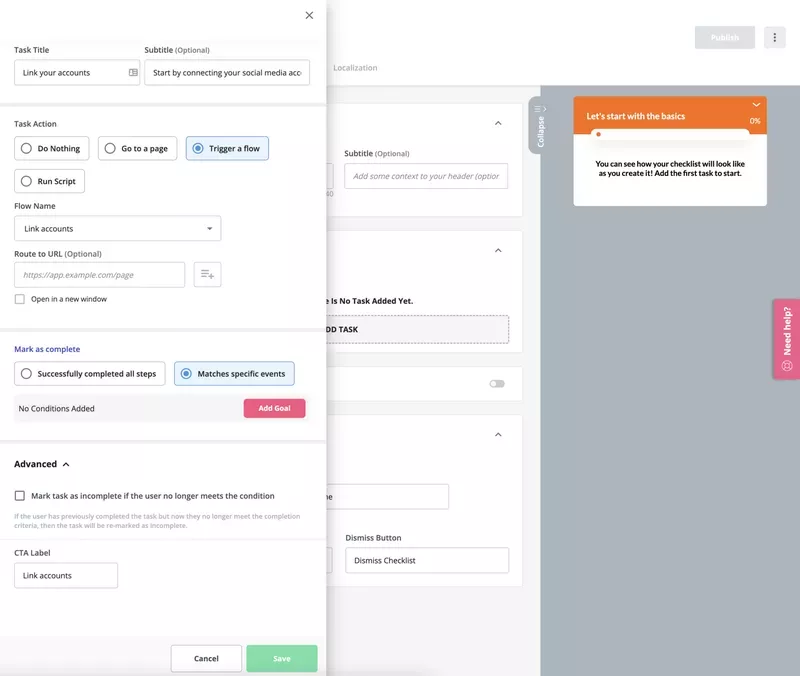 On-boarding checklists to drive feature discovery