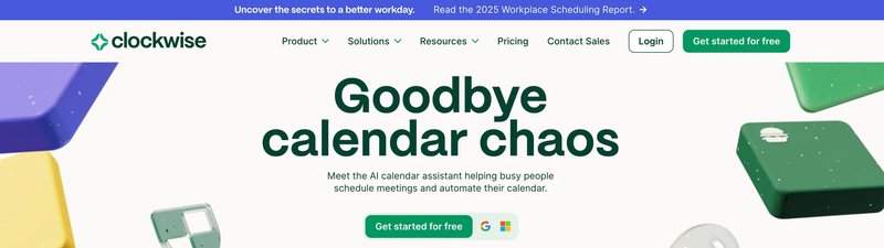 Announcement banner example: Clockwise.