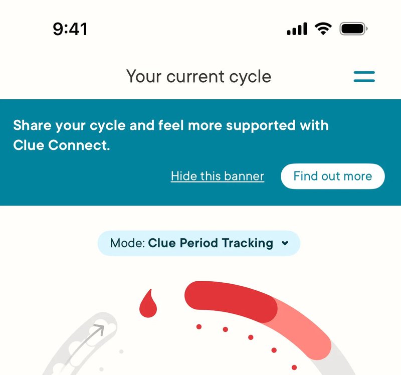 Announcement banner example: Clue.