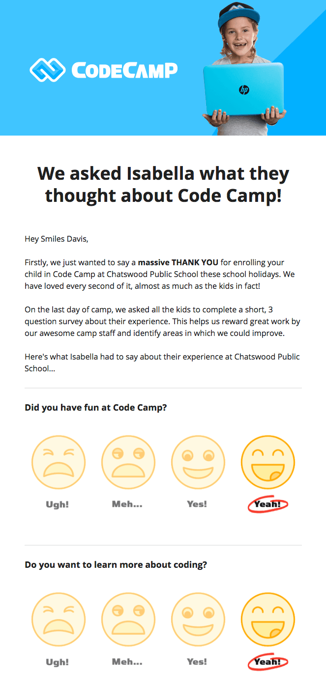 Code Camp’s emoji-based survey.