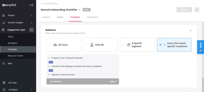 Create secondary onboarding checklists with Userpilot