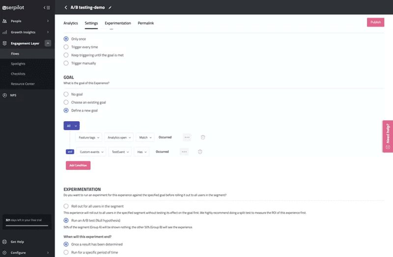 Screenshot of Userpilot interface