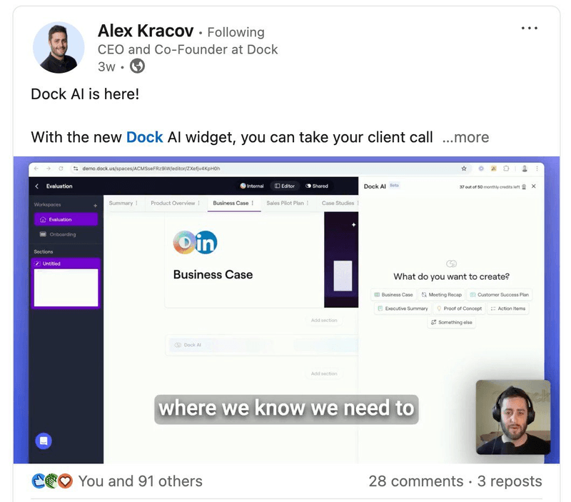 Dock uses a multi-channel strategy to improve its feature adoption rate.