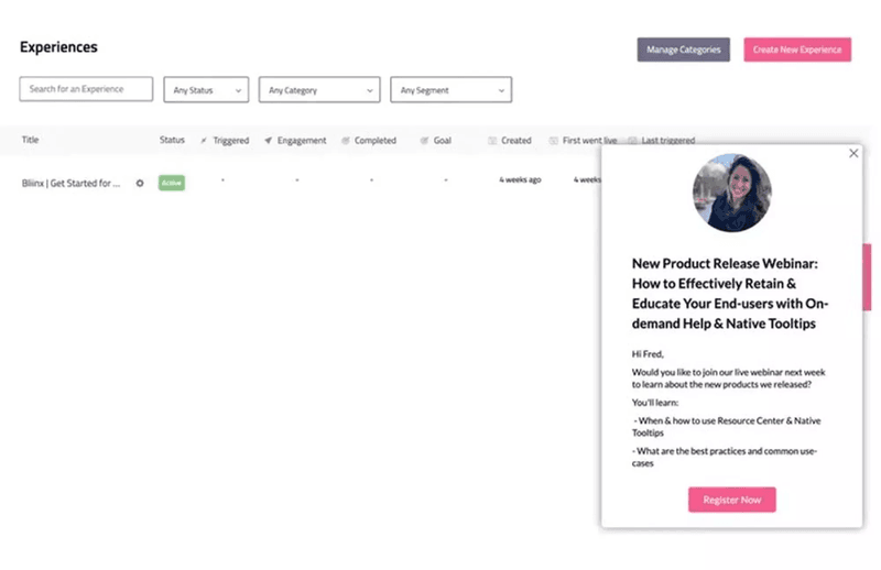 Example of a product release webinar slideout