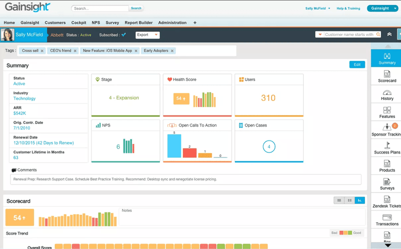 gainsight analytics dashboard