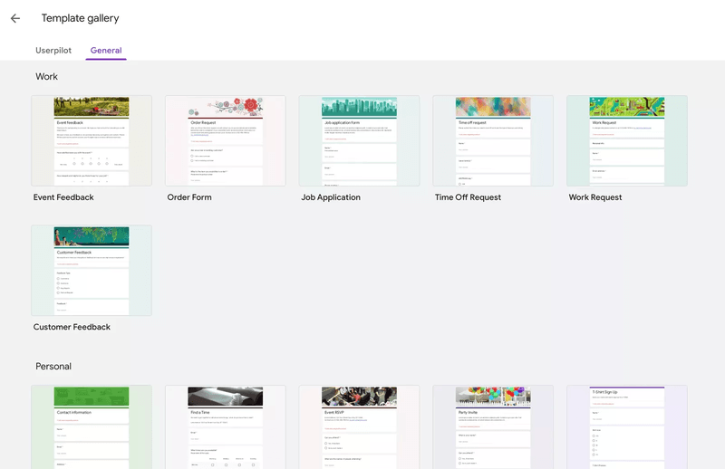 Google Forms templates.
