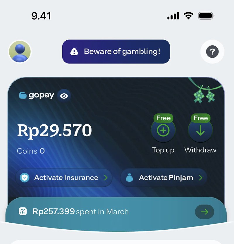 Announcement banner example: GoPay.