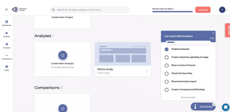Attention Insight onboarding checklist and progress bar built on Userpilot.