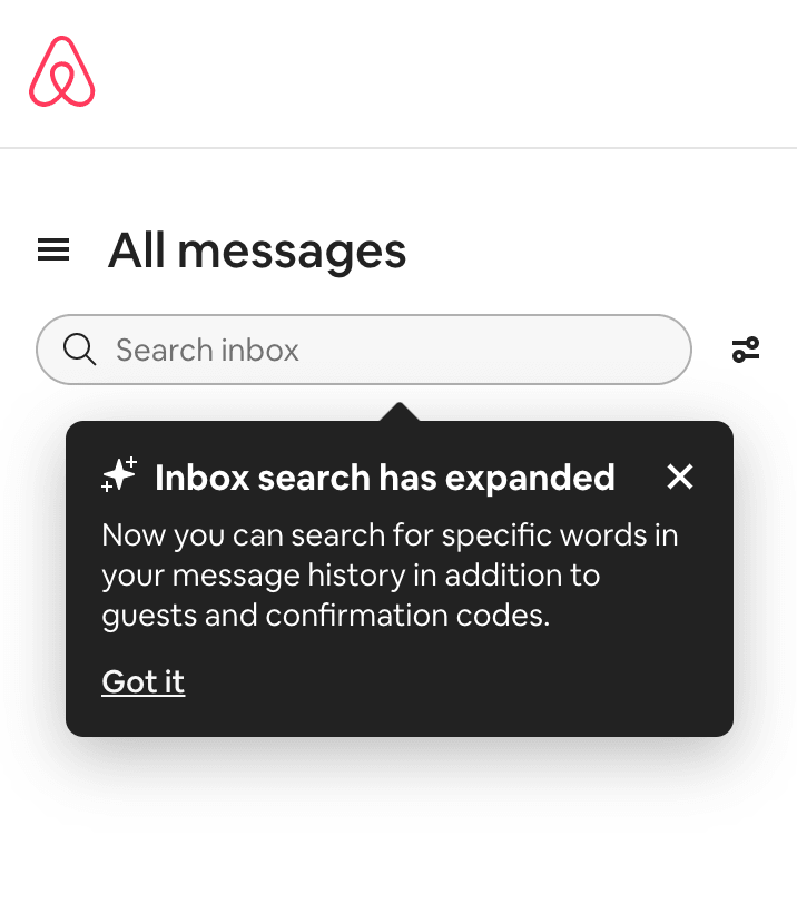 Airbnb using tooltips and modals in-app