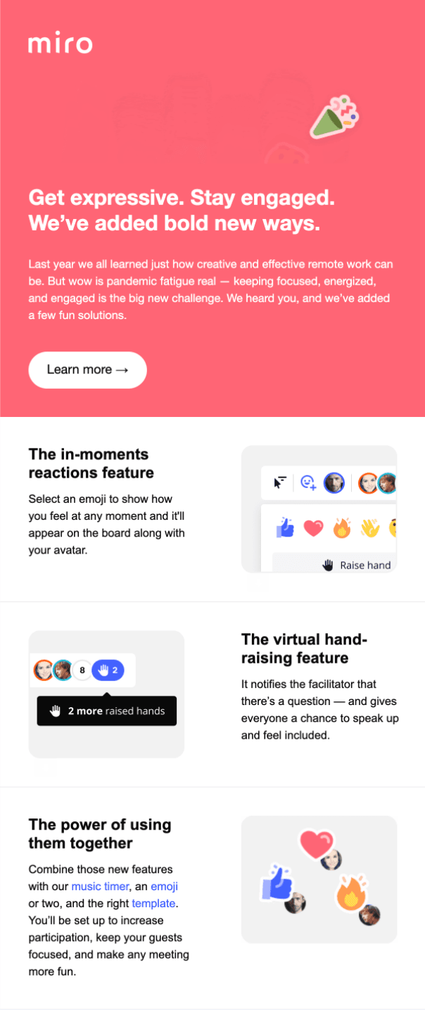 Miro product updates email