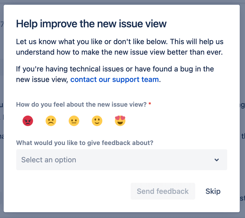 jira survey product feedback form