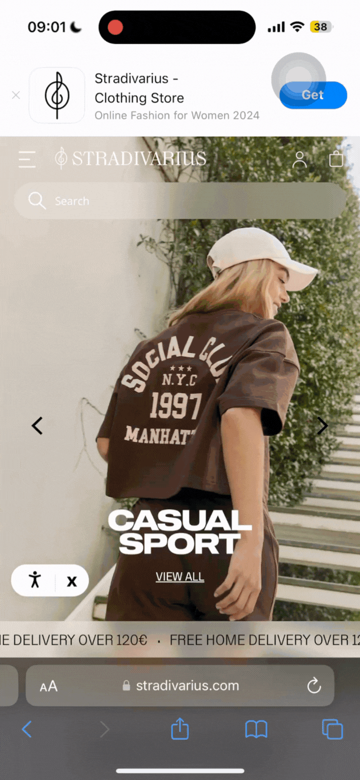 mobile carousel on web browser