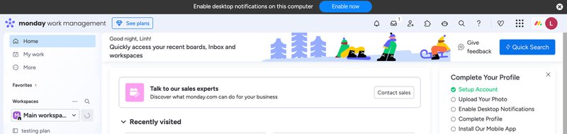 Announcement banner example: Monday.