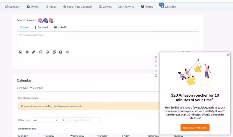 postfity user interview feature request template