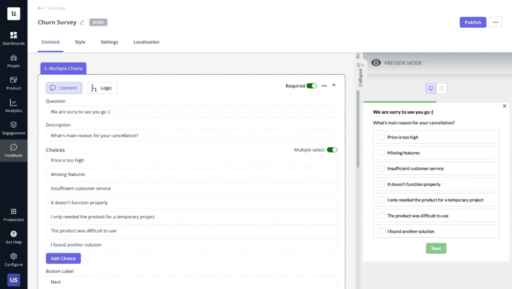 userpilot survey builder