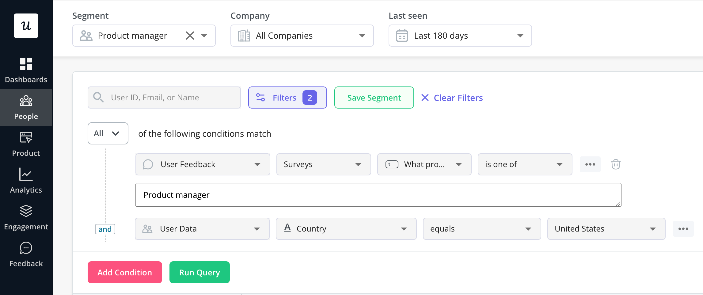 User segmentation in Userpilot.