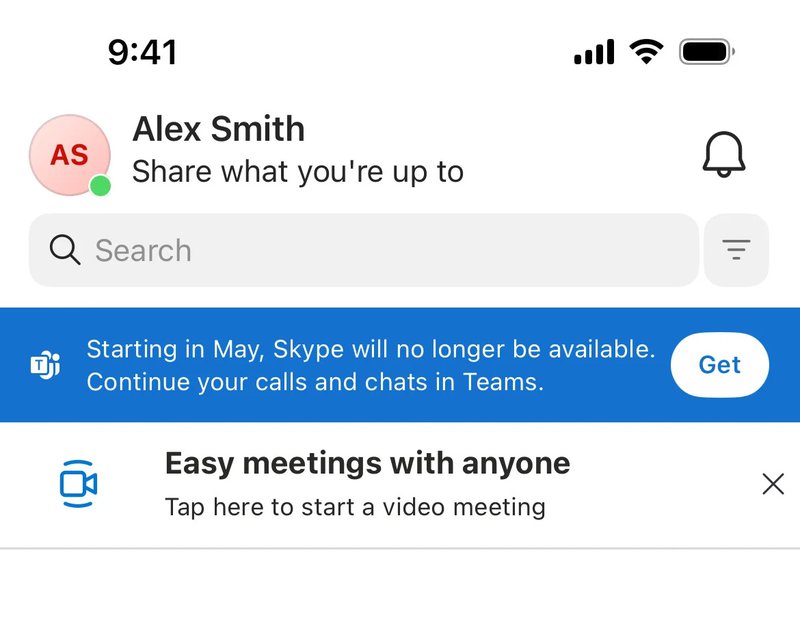 Announcement banner example: Skype.