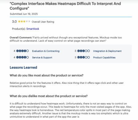 Smartlook's heatmap review.