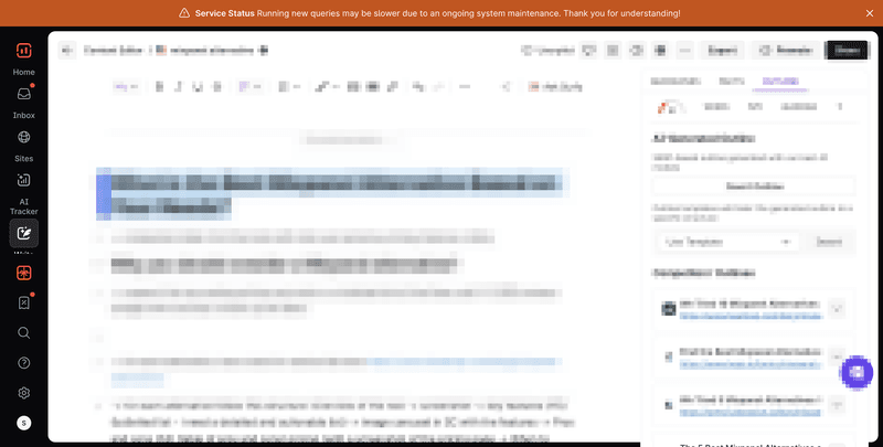 Announcement banner example: SurferSEO