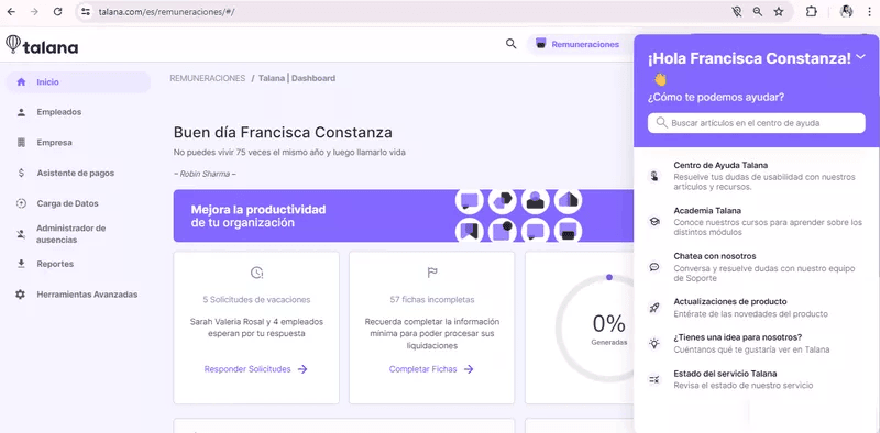 Talana’s resource center made with Userpilot.