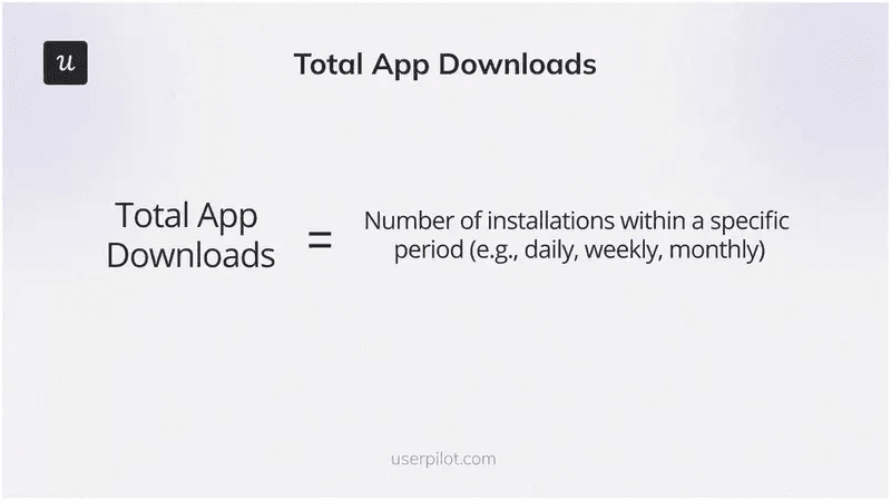 Total app downloads formula: Number of installations within a specific period
