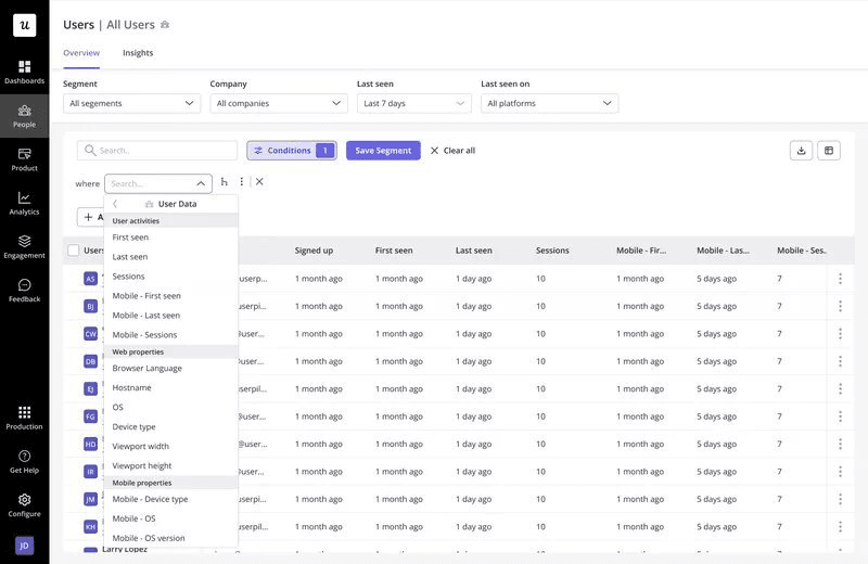 User segmentation in Userpilot