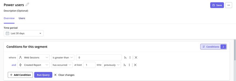 Userpilot behavioral segmentation example