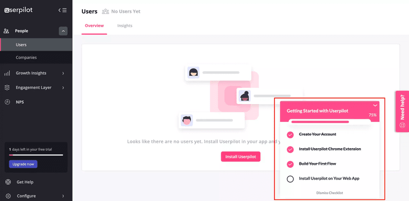 Userpilot onboarding checklist