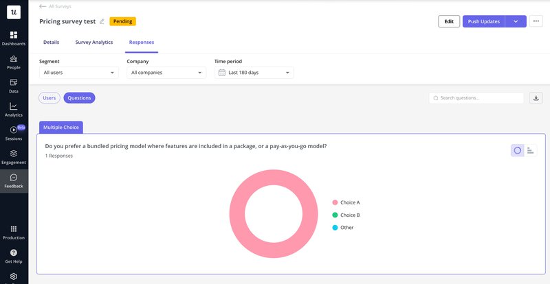 userpilot survey analytics dashboard
