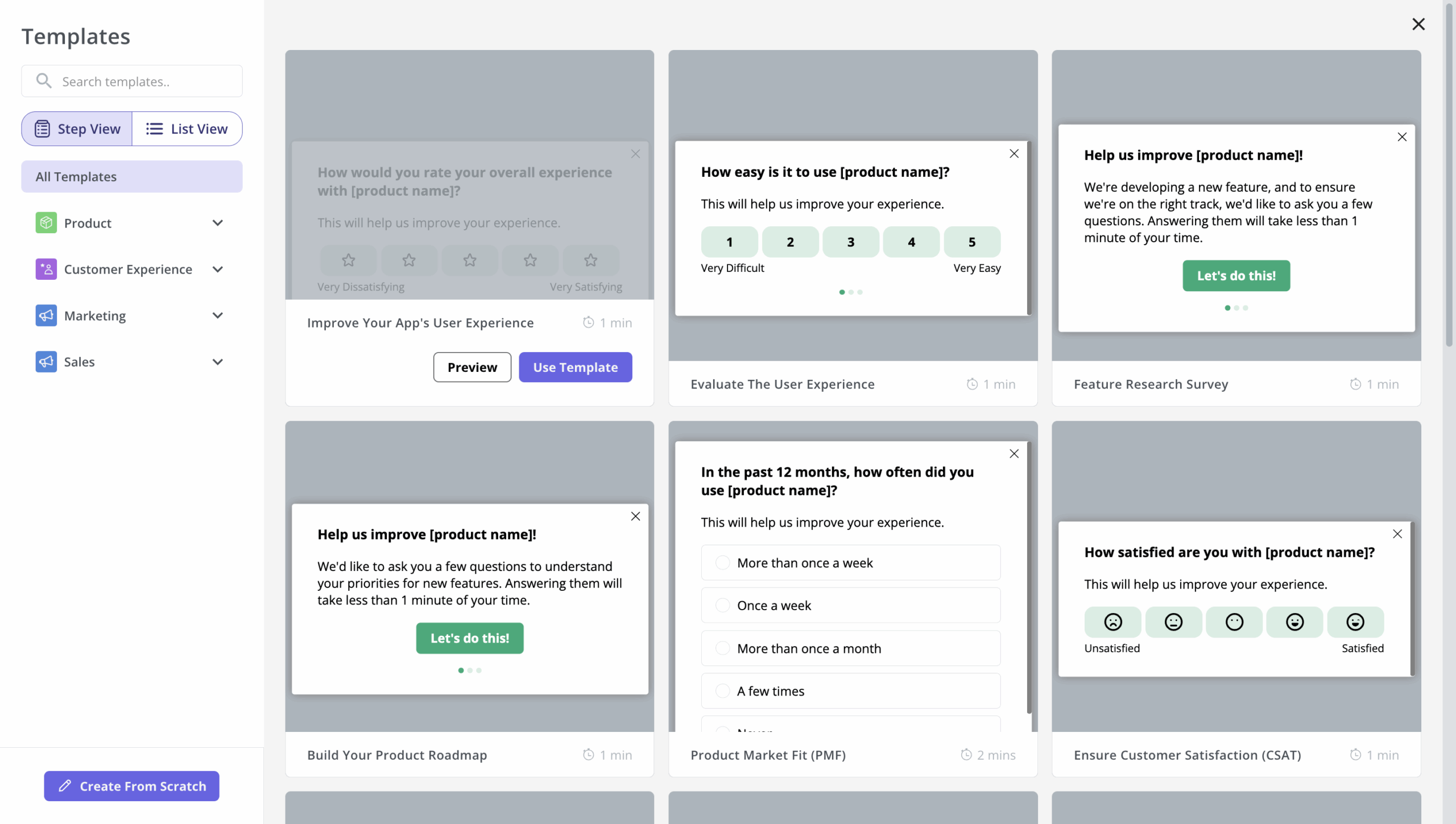 Survey templates in Userpilot.