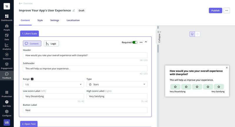 Userpilot's user satisfaction survey