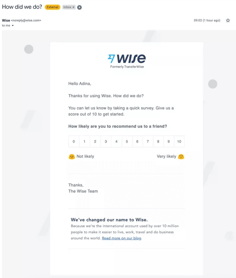 Wise’s NPS survey.