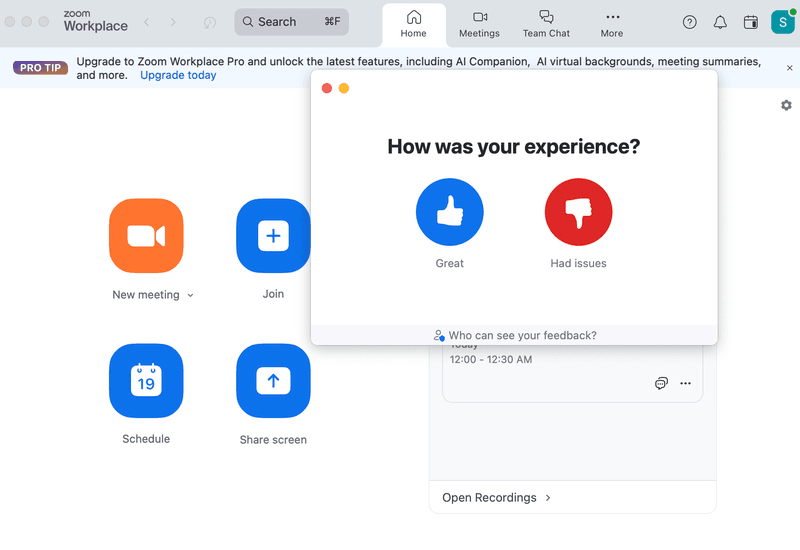 Zoom’s customer experience survey.