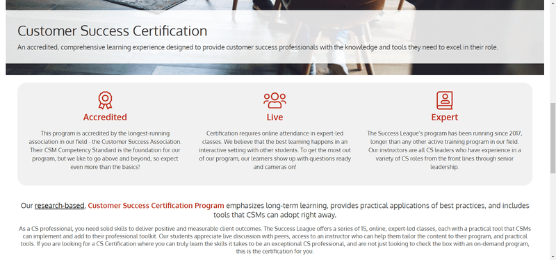 success league customer success certification