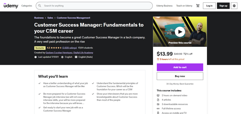 udemy customer success courses