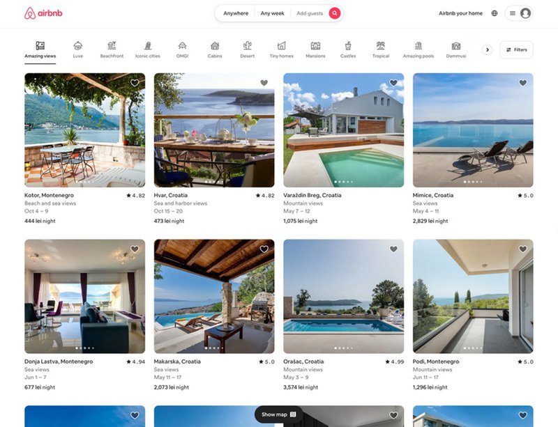 UX design examples: AirBnB’s website