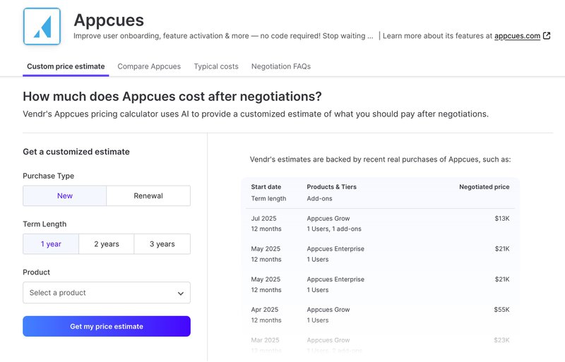 appcues pricing Vendr