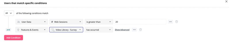 Screenshot of Userpilot segmentation - behavioral