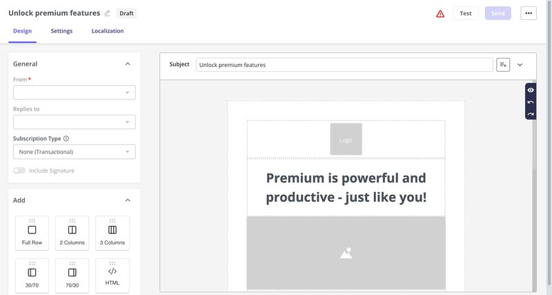 build emails with userpilot