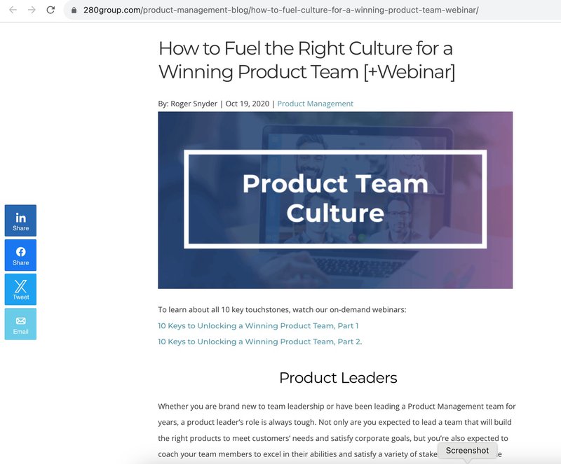 PM280 Group's webinar on building a winning product team