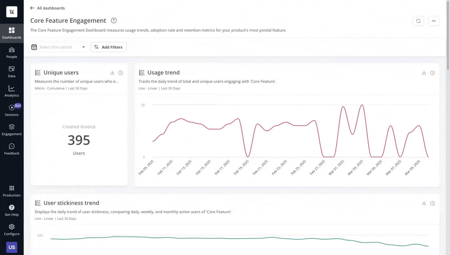 core feature engagement Userpilot
