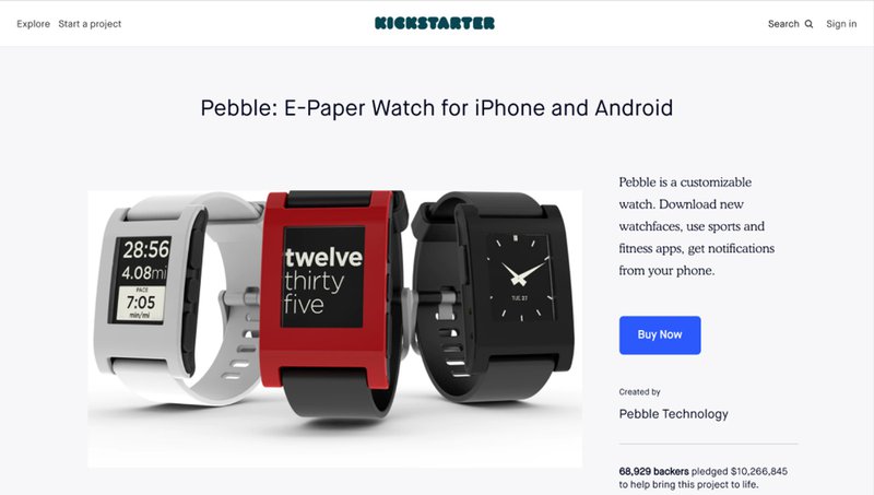 Screenshot of Kickstarter campaign