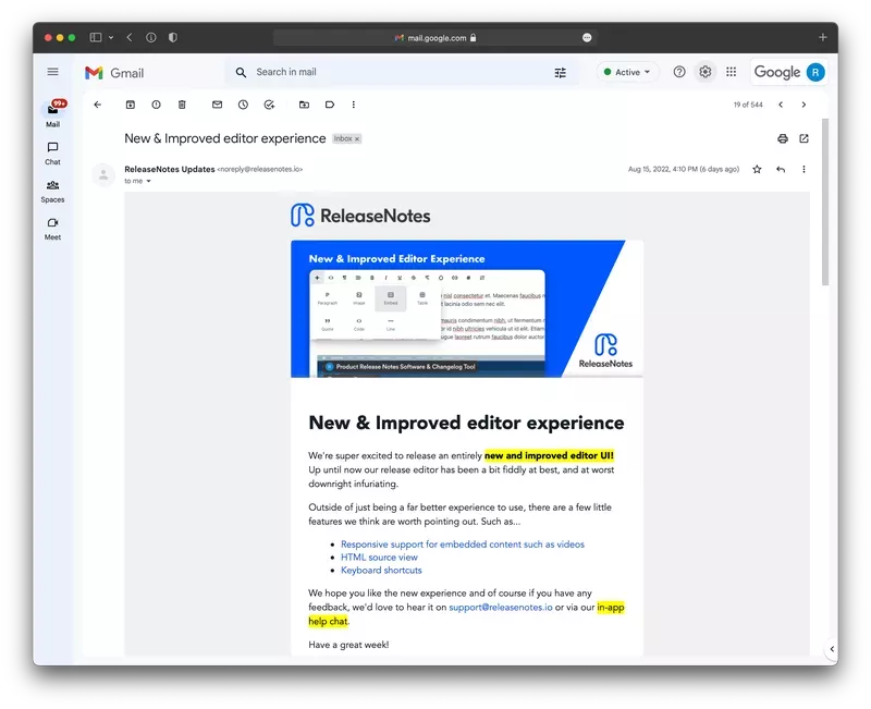 Agile Release Planning Best Practices: use email to announce updates