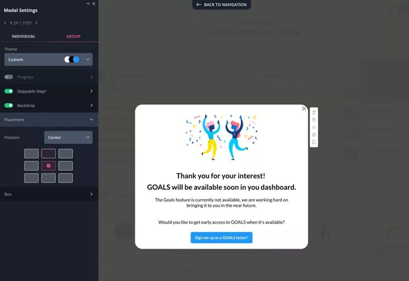 Screenshot of Userpilot fake door