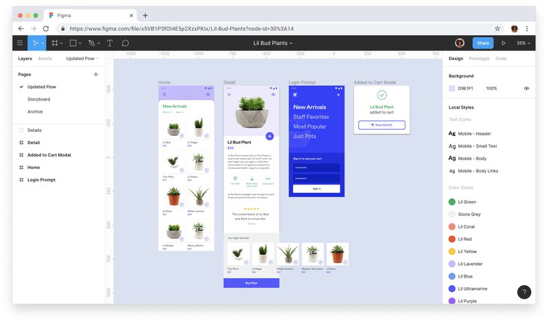 A prototype created in Figma