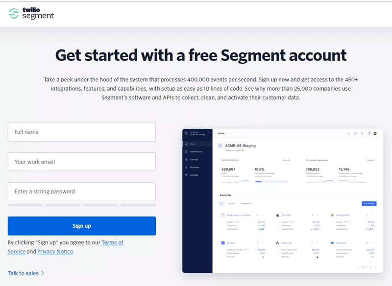 Sign-up form design example: Segment.