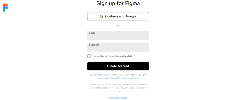 Sign-up page design example: Figma