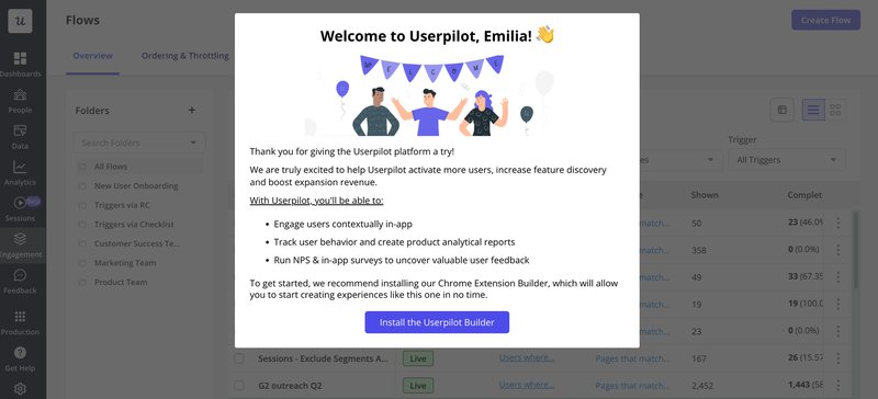 Onboarding message in Userpilot