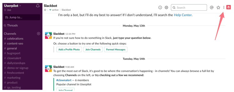 in-app marketing guide slack notification