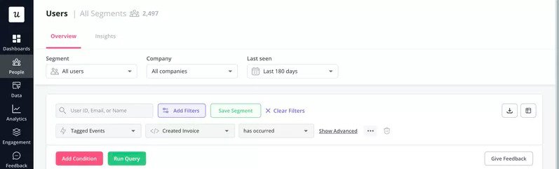 A screenshot of needs-based segmentation in Userpilot